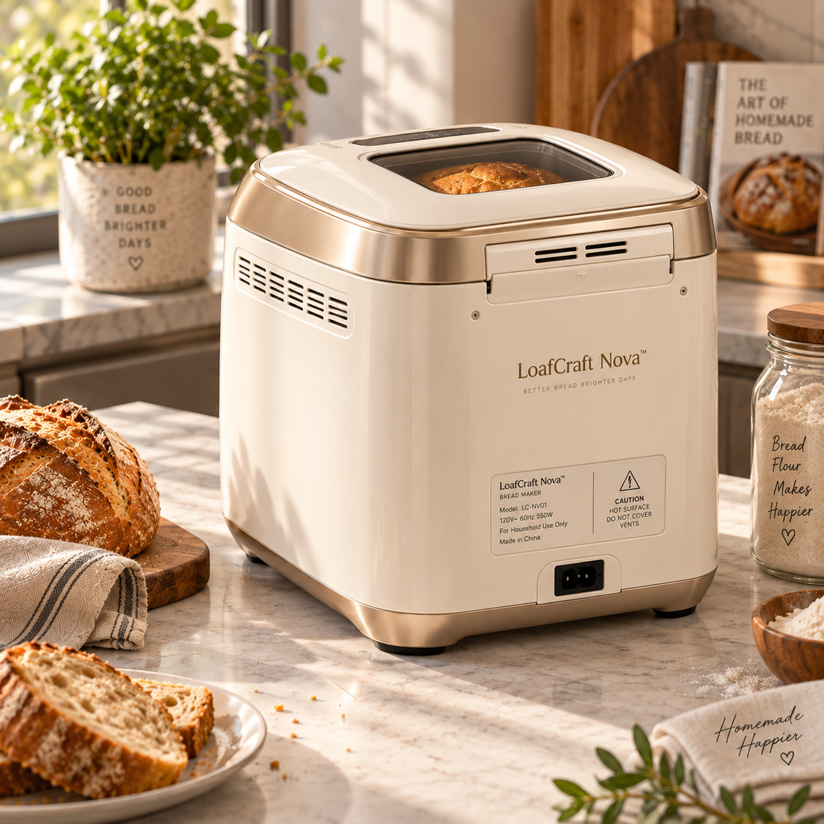 LoafCraft Nova™ Smart Automatic Bread Maker – Precision Fermentation, Intelligent Temperature Control, Quiet Baking & Removable Easy-Clean Bread Pan for Toast, Cake & Homemade Loaves 🍞