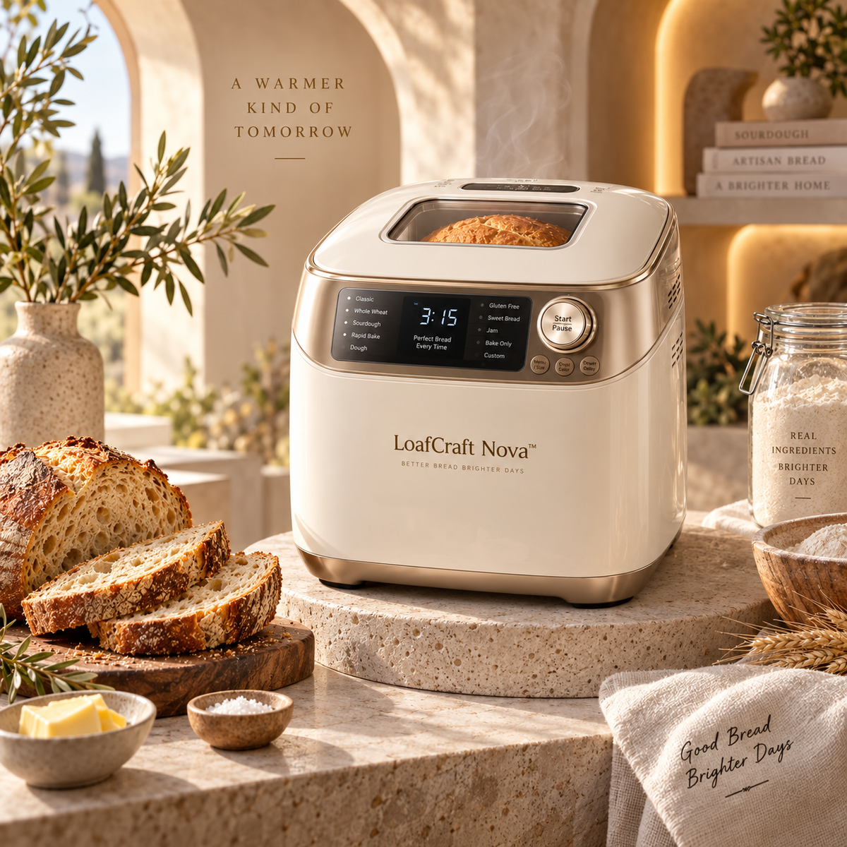 LoafCraft Nova™ Smart Automatic Bread Maker – Precision Fermentation, Intelligent Temperature Control, Quiet Baking & Removable Easy-Clean Bread Pan for Toast, Cake & Homemade Loaves 🍞