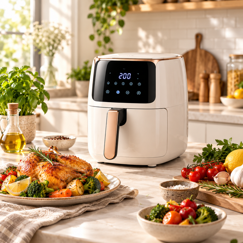 CrispFlow 360° Countertop Air Fryer – Fast Cyclonic Heat Cooking for Everyday Meals & Compact Kitchens 🌹