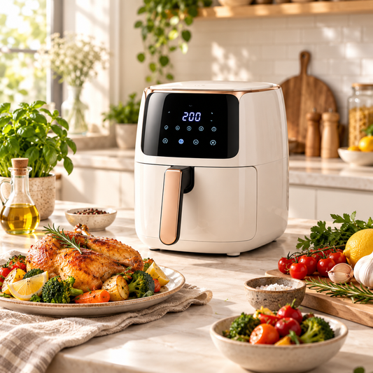 CrispFlow 360° Countertop Air Fryer – Fast Cyclonic Heat Cooking for Everyday Meals & Compact Kitchens 🌹