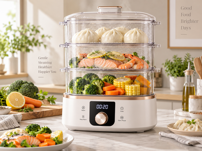 SteamStack Fresh-Lock Cooker – Layered Electric Steaming System for Quick, Gentle Everyday Meals ✨