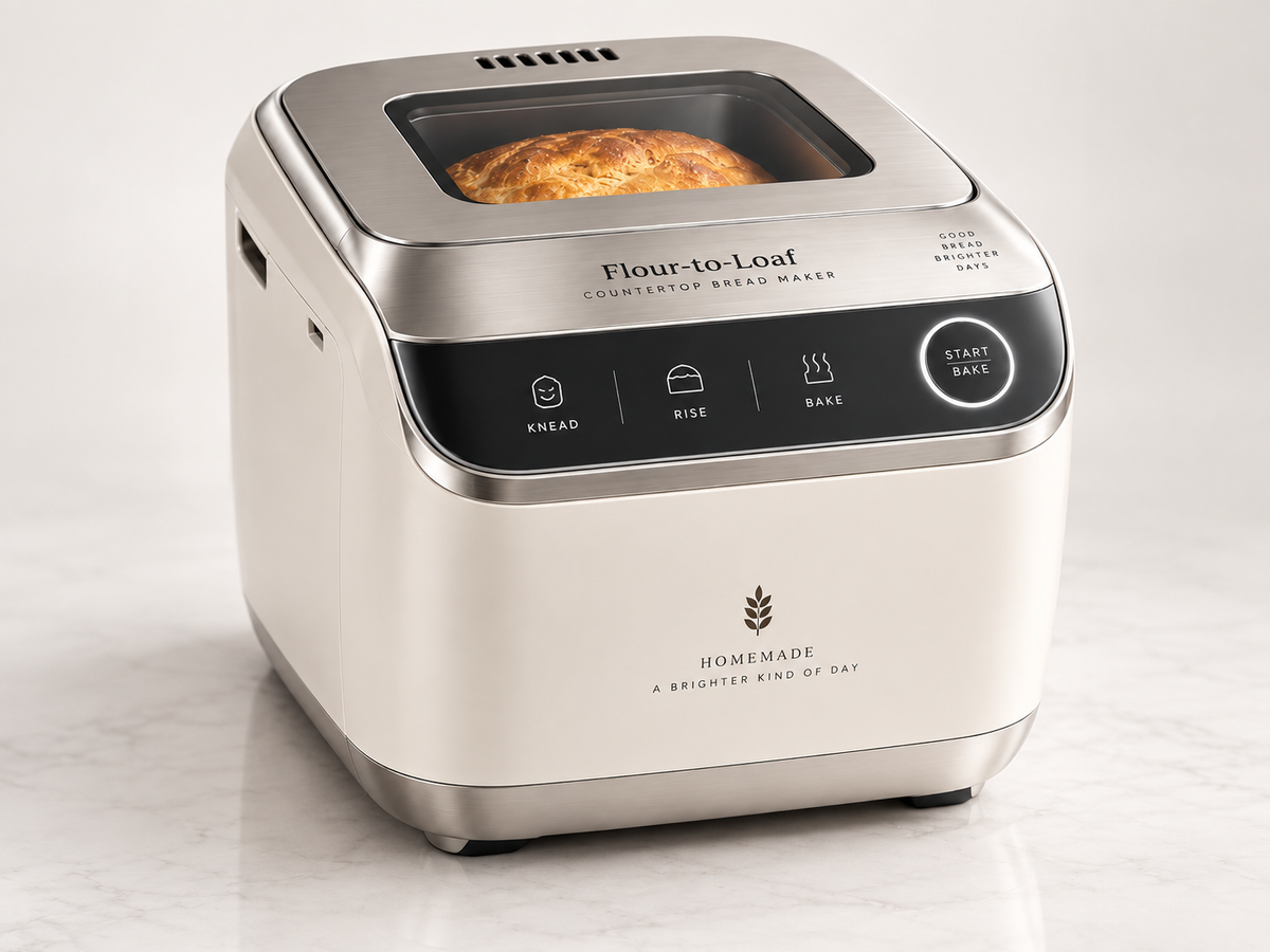 Flour-to-Loaf Countertop Bread Maker – One-Touch Knead, Rise & Bake System for Fresh Homemade Bread 🧡