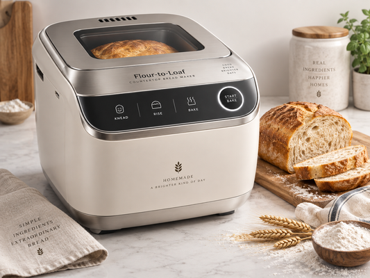Flour-to-Loaf Countertop Bread Maker – One-Touch Knead, Rise & Bake System for Fresh Homemade Bread 🧡